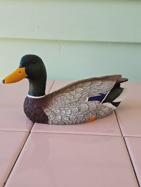 Decorative Mallard Duck Figurine in Green and Brown
